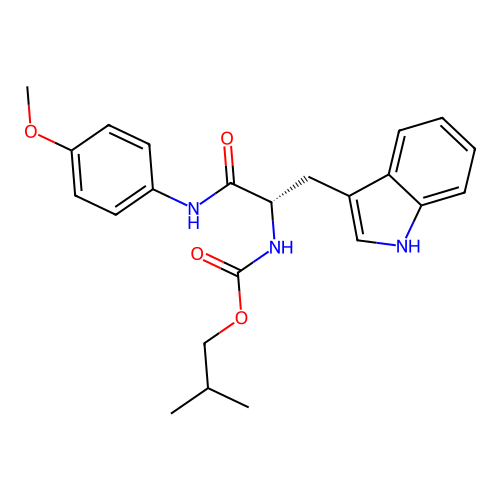 N-(4-methoxyphenyl)-Nalpha-[(2-methylpropoxy)carbonyl]-L-tryptophanamide structure