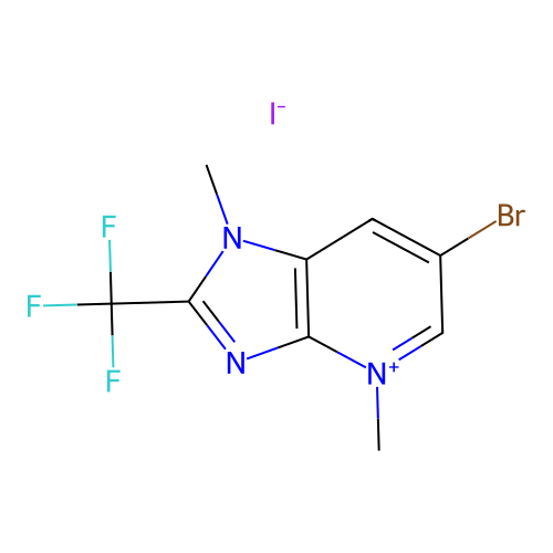6-bromo-1,4-dimethyl-2-(trifluoromethyl)-1H-imidazo[4,5-b]pyridin-4-ium iodide structure