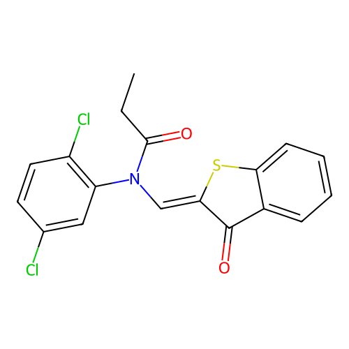 N-(2,5-dichlorophenyl)-N-[(3-oxobenzo[b]thiophen-2-ylidene)methyl]propanamide structure