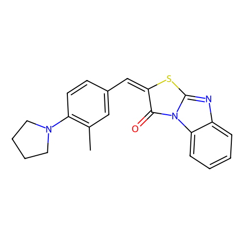 (E)-2-(3-methyl-4-(pyrrolidin-1-yl)benzylidene)benzo[4,5]imidazo[2,1-b]thiazol-3(2H)-one structure