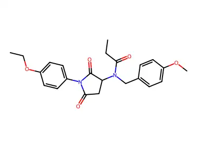 N-[1-(4-ethoxyphenyl)-2,5-dioxopyrrolidin-3-yl]-N-[(4-methoxyphenyl)methyl]propanamide structure