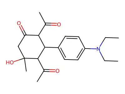 2,4-Diacetyl-3-[4-(diethylamino)phenyl]-5-hydroxy-5-methylcyclohexan-1-one structure