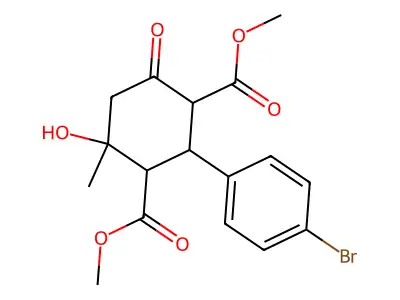 Dimethyl 2-(4-bromophenyl)-4-hydroxy-4-methyl-6-oxocyclohexane-1,3-dicarboxylate structure