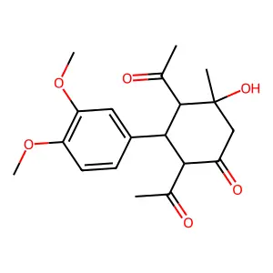 2,4-Diacetyl-3-(3,4-dimethoxyphenyl)-5-hydroxy-5-methylcyclohexan-1-one structure