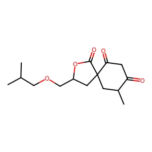 3-Isobutoxymethyl-9-methyl-2-oxa-spiro[4.5]decane-1,6,8-trione structure