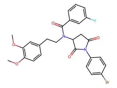 N-[1-(4-bromophenyl)-2,5-dioxopyrrolidin-3-yl]-N-[2-(3,4-dimethoxyphenyl)ethyl]-3-fluorobenzamide structure