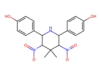 4-[6-(4-Hydroxyphenyl)-4,4-dimethyl-3,5-dinitropiperidin-2-yl]phenol structure