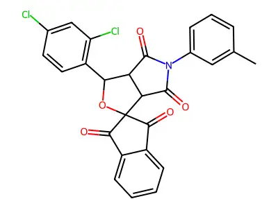 1-(2,4-dichlorophenyl)-5-(3-methylphenyl)spiro[3a,6a-dihydro-1H-furo[3,4-c]pyrrole-3,2'-indene]-1',3',4,6-tetrone structure