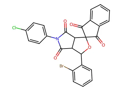 1-(2-bromophenyl)-5-(4-chlorophenyl)spiro[3a,6a-dihydro-1H-furo[3,4-c]pyrrole-3,2'-indene]-1',3',4,6-tetrone structure