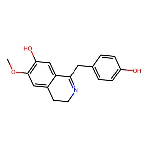 3,4-Dihydroisoquinolin-7-ol, 1-[4-hydroxybenzyl]-6-methoxy- structure