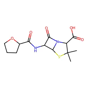 4-Thia-1-azabicyclo(3.2.0)heptane-2-carboxylic acid, 3,3-dimethyl-7-oxo-6-(((tetrahydro-2-furanyl)carbonyl)amino)-, (2S-(2-alpha,5-alpha,6-beta))- structure