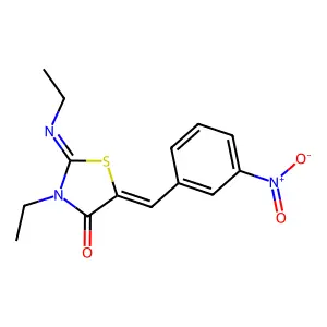(2Z,5Z)-3-ethyl-2-(ethylimino)-5-(3-nitrobenzylidene)thiazolidin-4-one structure