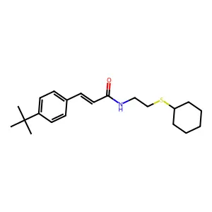 (E)-3-(4-tert-butylphenyl)-N-(2-cyclohexylsulfanylethyl)prop-2-enamide structure