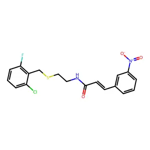 (2E)-N-{2-[(2-chloro-6-fluorobenzyl)sulfanyl]ethyl}-3-(3-nitrophenyl)prop-2-enamide structure