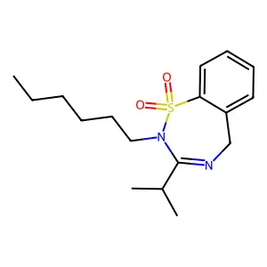 1,2,4-Benzothiadiazepine, 2,5-dihydro-2-hexyl-3-isopropyl-, 1,1-dioxide structure