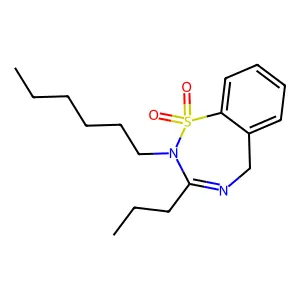 1,2,4-Benzothiadiazepine, 2,5-dihydro-2-hexyl-3-propyl-, 1,1-dioxide structure