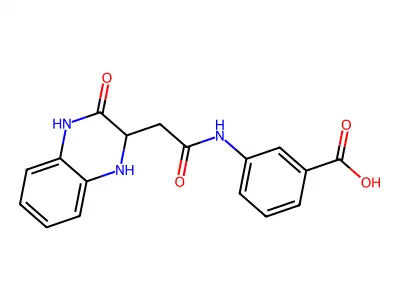 3-[2-(3-Oxo-1,2,3,4-tetrahydroquinoxalin-2-yl)acetamido]benzoic acid structure