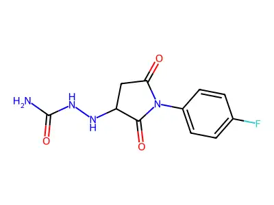 2-[1-(4-Fluorophenyl)-2,5-dioxopyrrolidin-3-yl]hydrazinecarboxamide structure