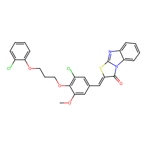 (Z)-2-(3-chloro-4-(3-(2-chlorophenoxy)propoxy)-5-methoxybenzylidene)benzo[4,5]imidazo[2,1-b]thiazol-3(2H)-one structure