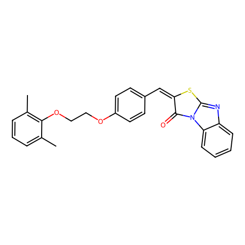 (E)-2-(4-(2-(2,6-dimethylphenoxy)ethoxy)benzylidene)benzo[4,5]imidazo[2,1-b]thiazol-3(2H)-one structure