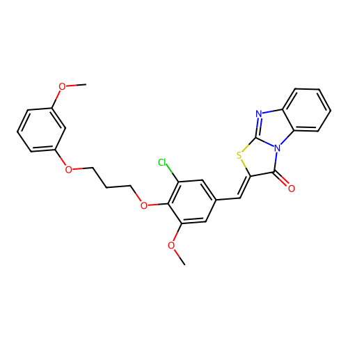 (Z)-2-(3-chloro-5-methoxy-4-(3-(3-methoxyphenoxy)propoxy)benzylidene)benzo[4,5]imidazo[2,1-b]thiazol-3(2H)-one structure