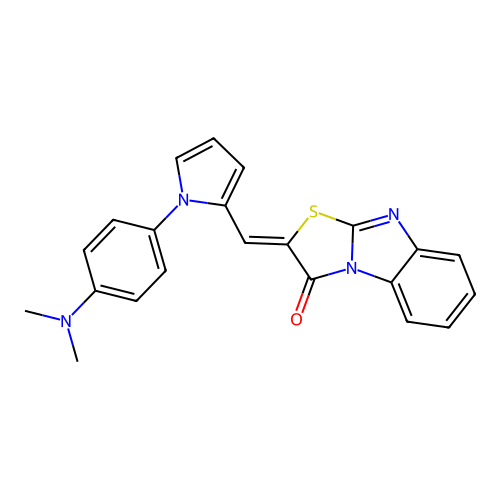 (2Z)-2-({1-[4-(dimethylamino)phenyl]-1H-pyrrol-2-yl}methylidene)[1,3]thiazolo[3,2-a]benzimidazol-3(2H)-one structure