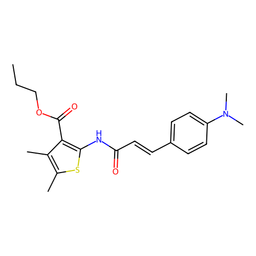 (E)-propyl 2-(3-(4-(dimethylamino)phenyl)acrylamido)-4,5-dimethylthiophene-3-carboxylate structure