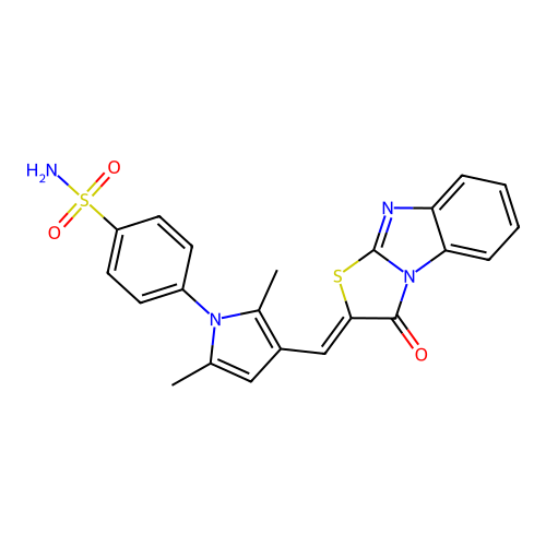 (Z)-4-(2,5-dimethyl-3-((3-oxobenzo[4,5]imidazo[2,1-b]thiazol-2(3H)-ylidene)methyl)-1H-pyrrol-1-yl)benzenesulfonamide structure