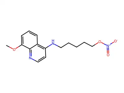 5-(n-(8-Methoxy-4-quinolyl)amino)pentyl nitrate structure