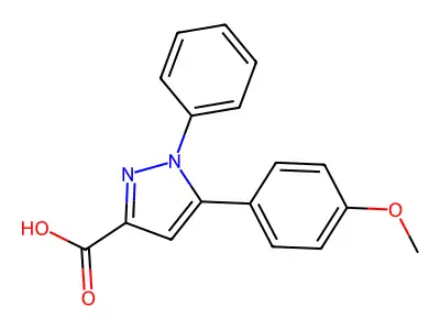 5-(4-methoxyphenyl)-1-phenyl-1H-pyrazole-3-carboxylic acid structure
