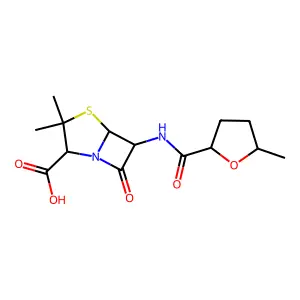 4-Thia-1-azabicyclo(3.2.0)heptane-2-carboxylic acid, 3,3-dimethyl-7-oxo-6-(((tetrahydro-5-methyl-2-furanyl)carbonyl)amino)-, (2S-(2-alpha,5-alpha,6-beta))- structure