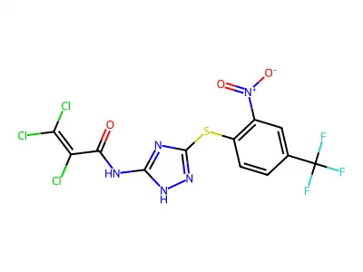N1-(5-{[2-nitro-4-(trifluoromethyl)phenyl]thio}-1H-1,2,4-triazol-3-yl)-2,3,3-trichloroacrylamide structure