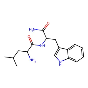 2-amino-N-[1-amino-3-(1H-indol-3-yl)-1-oxopropan-2-yl]-4-methylpentanamide structure