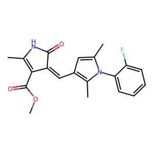 methyl (4Z)-4-{[1-(2-fluorophenyl)-2,5-dimethyl-1H-pyrrol-3-yl]methylidene}-2-methyl-5-oxo-4,5-dihydro-1H-pyrrole-3-carboxylate structure