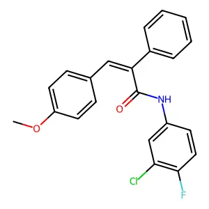 (E)-N-(3-chloro-4-fluorophenyl)-3-(4-methoxyphenyl)-2-phenylprop-2-enamide structure