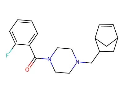 1-(Bicyclo[2.2.1]hept-5-en-2-ylmethyl)-4-(2-fluorobenzoyl)piperazine structure