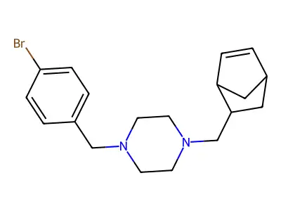 1-(Bicyclo[2.2.1]hept-5-en-2-ylmethyl)-4-(4-bromobenzyl)piperazine structure