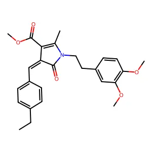 methyl (4Z)-1-[2-(3,4-dimethoxyphenyl)ethyl]-4-(4-ethylbenzylidene)-2-methyl-5-oxo-4,5-dihydro-1H-pyrrole-3-carboxylate structure