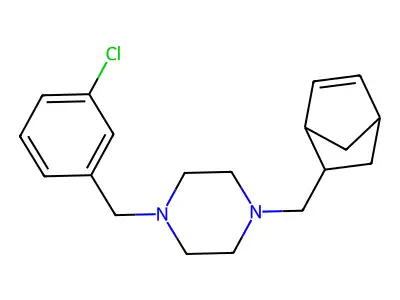 1-(Bicyclo[2.2.1]hept-5-en-2-ylmethyl)-4-(3-chlorobenzyl)piperazine structure