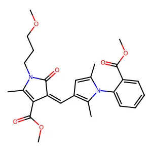 methyl (4Z)-4-({1-[2-(methoxycarbonyl)phenyl]-2,5-dimethyl-1H-pyrrol-3-yl}methylidene)-1-(3-methoxypropyl)-2-methyl-5-oxo-4,5-dihydro-1H-pyrrole-3-carboxylate structure