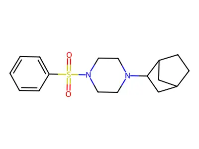 1-Bicyclo[2.2.1]hept-2-yl-4-(phenylsulfonyl)piperazine structure