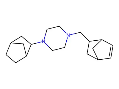 1-(3-Bicyclo[2.2.1]heptanyl)-4-(5-bicyclo[2.2.1]hept-2-enylmethyl)piperazine structure