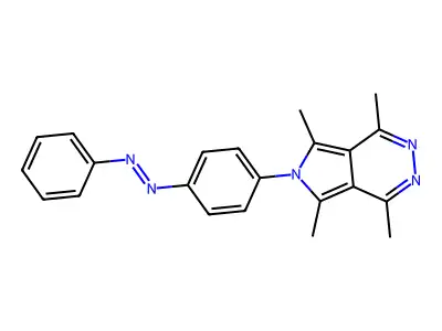 1,4,5,7-tetramethyl-6-{4-[(E)-phenyldiazenyl]phenyl}-6H-pyrrolo[3,4-d]pyridazine structure
