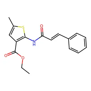 ethyl 5-methyl-2-[[(E)-3-phenylprop-2-enoyl]amino]thiophene-3-carboxylate structure