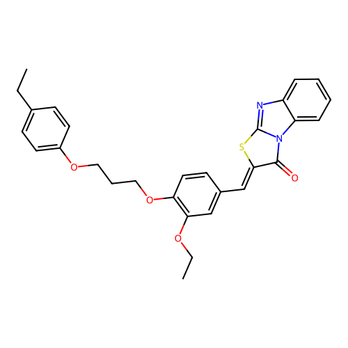 (Z)-2-(3-ethoxy-4-(3-(4-ethylphenoxy)propoxy)benzylidene)benzo[4,5]imidazo[2,1-b]thiazol-3(2H)-one structure