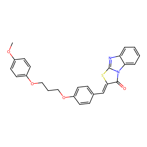 (Z)-2-(4-(3-(4-methoxyphenoxy)propoxy)benzylidene)benzo[4,5]imidazo[2,1-b]thiazol-3(2H)-one structure