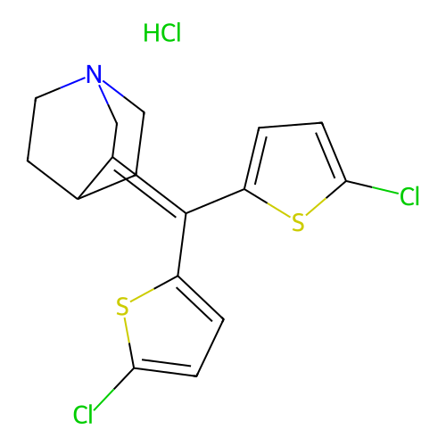 3-(Bis(5-chlorothiophen-2-yl)methylene)quinuclidine hydrochloride structure