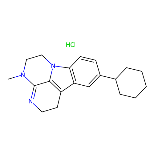 8-cyclohexyl-3-methyl-2,3,5,6-tetrahydro-1H-3,4,10b-triazafluoranthene hydrochloride structure