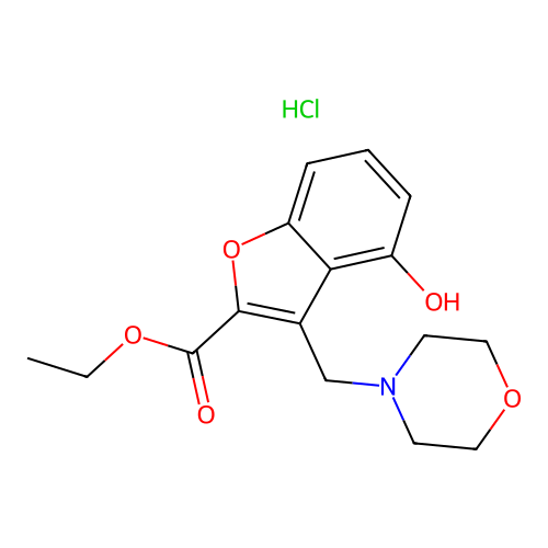 Ethyl 4-hydroxy-3-(morpholinomethyl)benzofuran-2-carboxylate hydrochloride structure