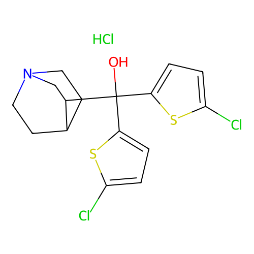 Bis(5-chlorothiophen-2-yl)(quinuclidin-3-yl)methanol hydrochloride structure